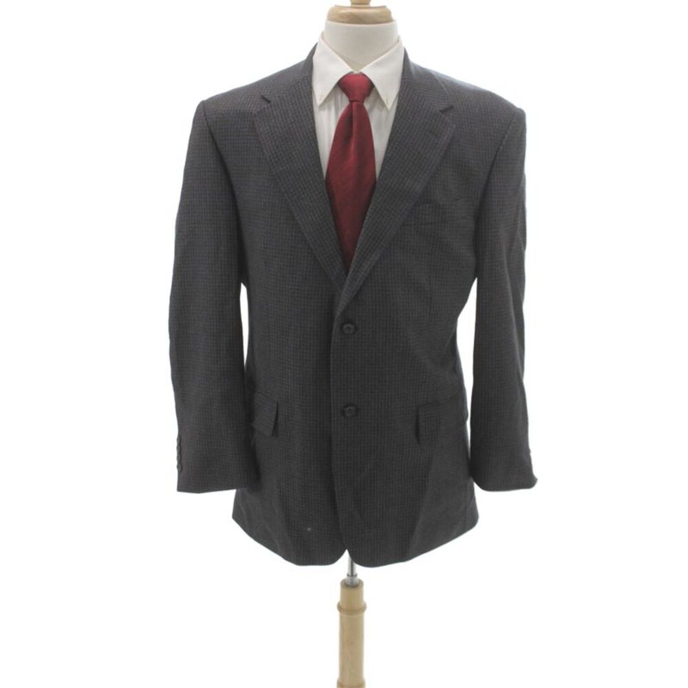 Oscar de la Renta Men Gray Wool Check 2 Piece Suit Jacket Size L